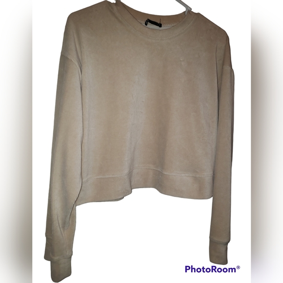 Zara high low crop sweatshirt- Cream Color - Picture 2 of 5